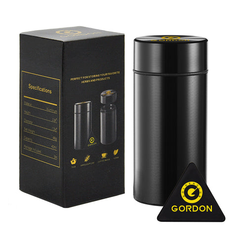 Gordon Smell Proof Airtight Aircraft Aluminum Storage Cigarette Jar, Black Stash Jars, 32 mm Size Smell Proof Container
